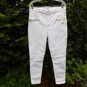 Hudson Jeans White High-Rise Moto Skinny Ankle Jeans NWT